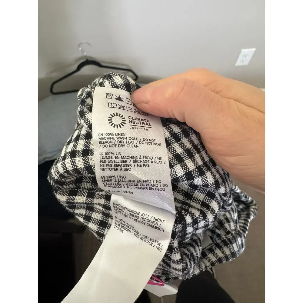 NWOT Reformation Tillie Linen Short in Black/White Check SZ S_7